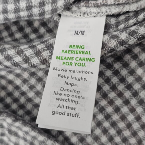 Aerie Women's Grey Plaid Cotton Flannel Long Sleeve Pajama Top Size M NWT - Picture 12 of 16